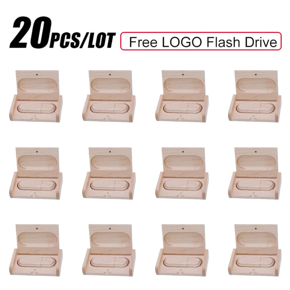 Wooden USB Flash Drive Custom Logo Bulk 4GB–64GB | 10/20/50 Pack