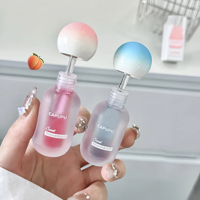 Peach Crystal Jelly Lip Oil Gloss – Hydrating & Plumping Lip Oil Gloss PRIMED