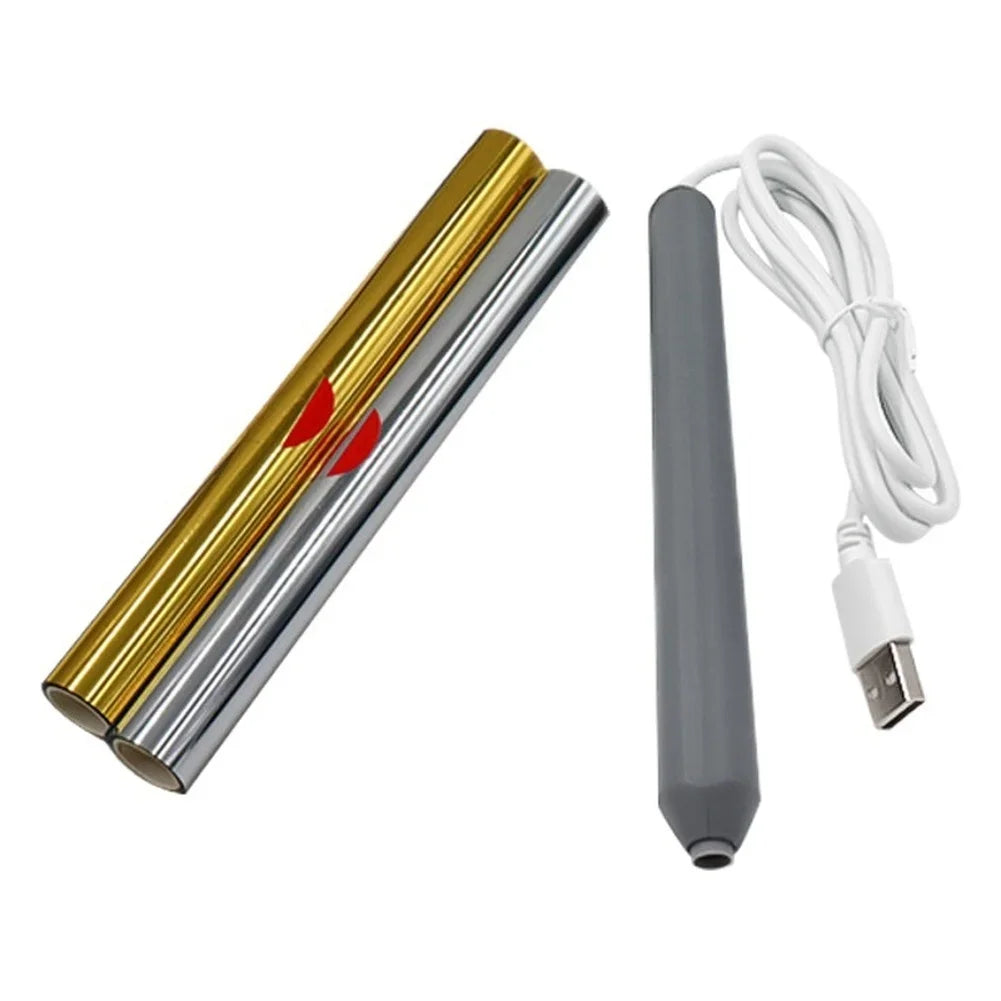 USB Hot Foil Stamping Pen Kit | 4 Tips Gold & Silver Foil