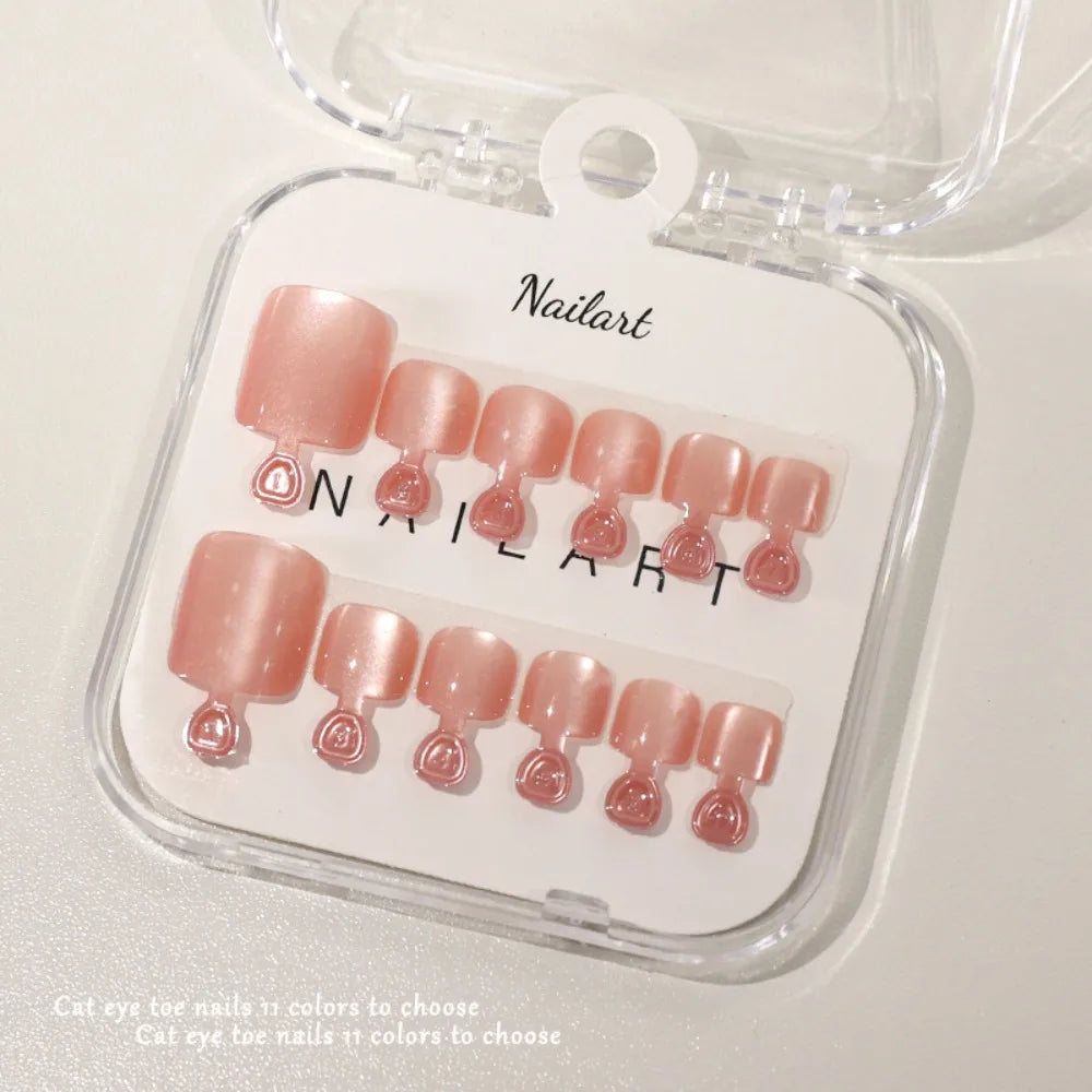 Cat Eye Press-On Toe Nails | Shiny Y2K Full Cover Tips