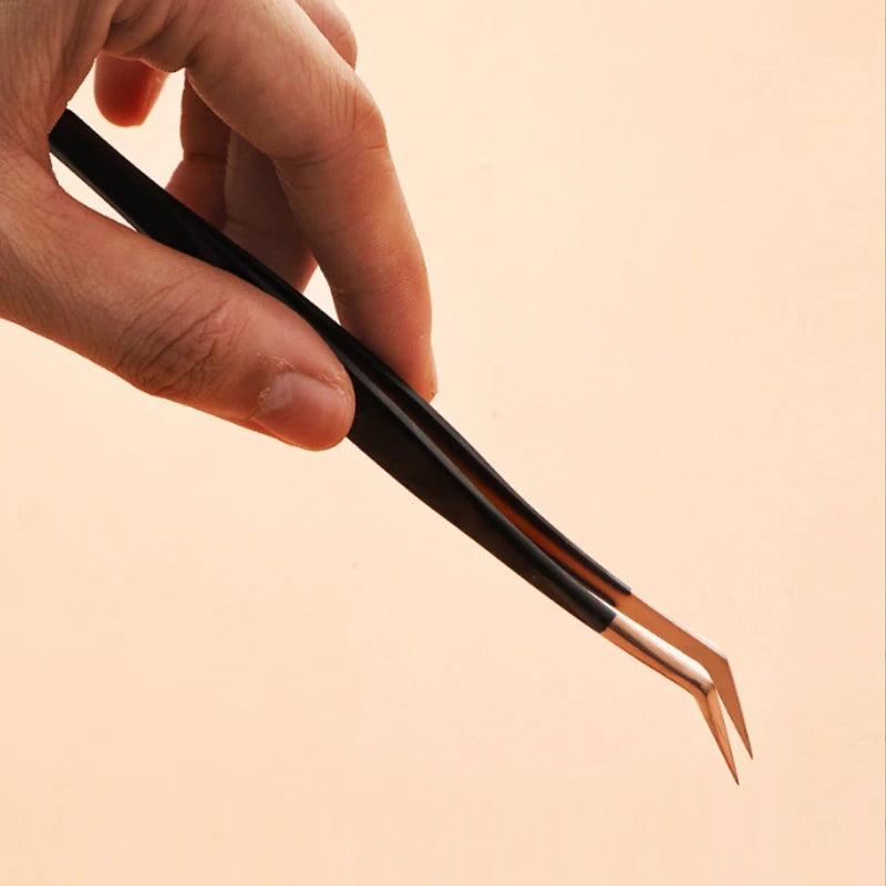 Professional Stainless Steel Eyelash Extension Tweezers – Black Lash Extension Tweezers PRIMED