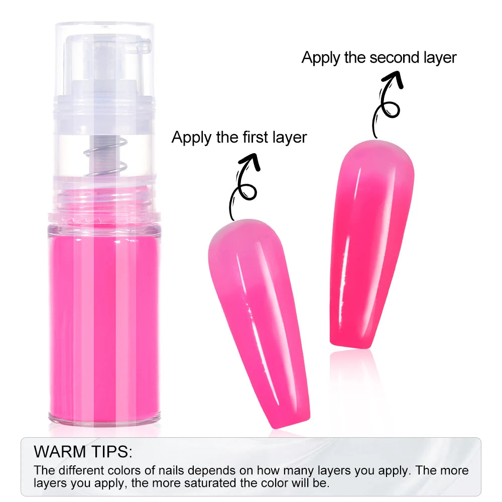 MAFANAILS 12-Color Ombre Spray Nail Glitter Powder 10g