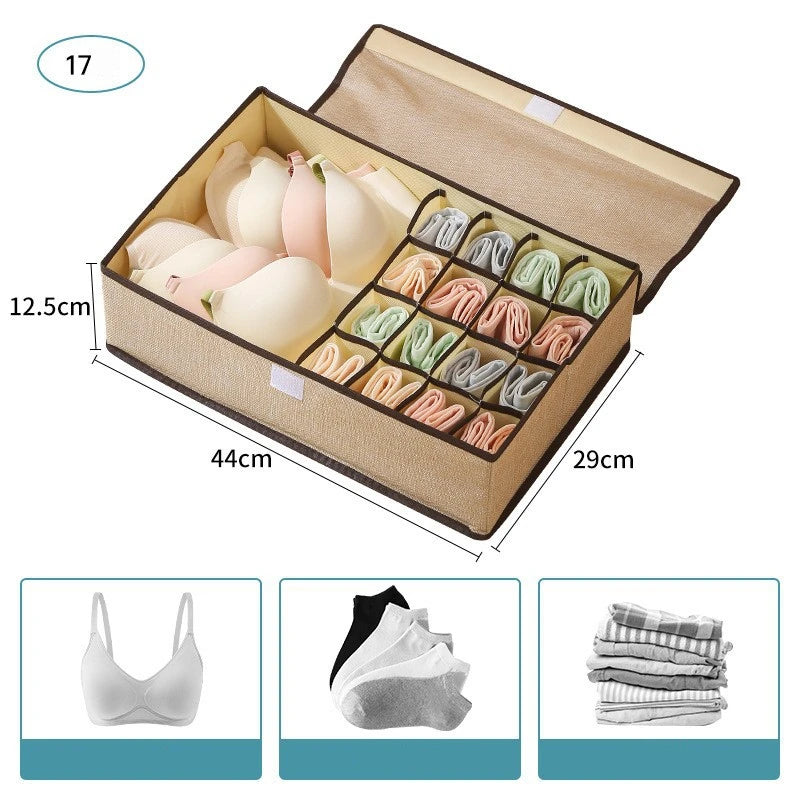 Underwear Sock & Tie Drawer Organizer with Lid | Non-Woven