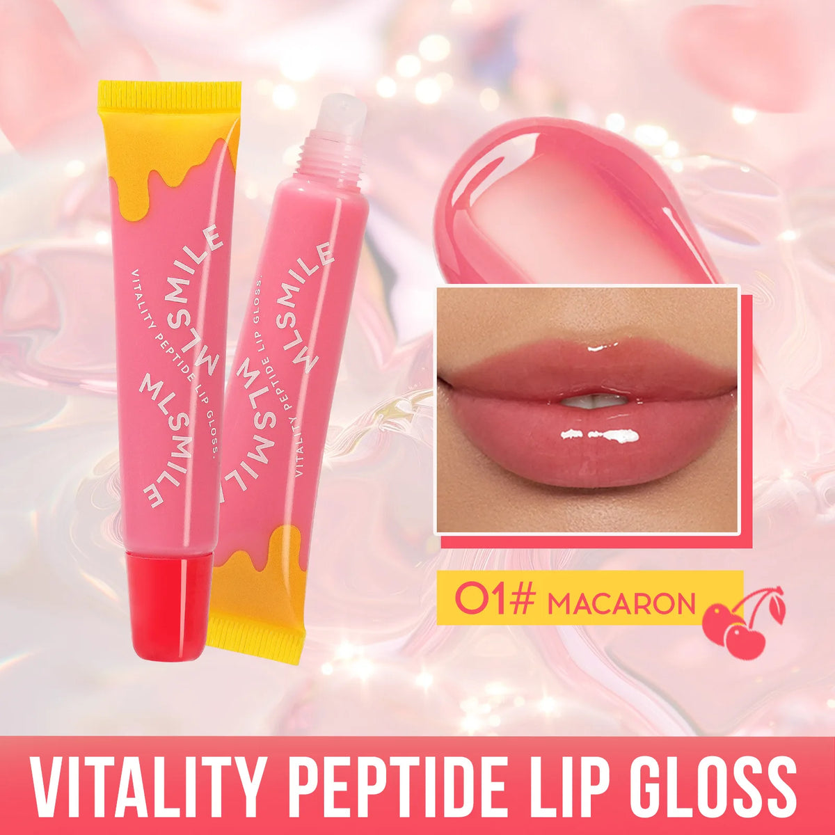 MLSMILE Peptide Plumping Lip Gloss – Clear Hydrating Glaze Plumping Lip Gloss PRIMED 01