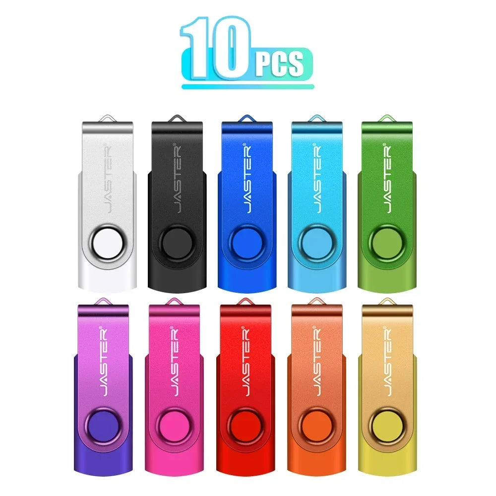JASTER 10-Pack Rotatable USB Flash Drives 4GB–128GB USB Flash Drive PRIMED