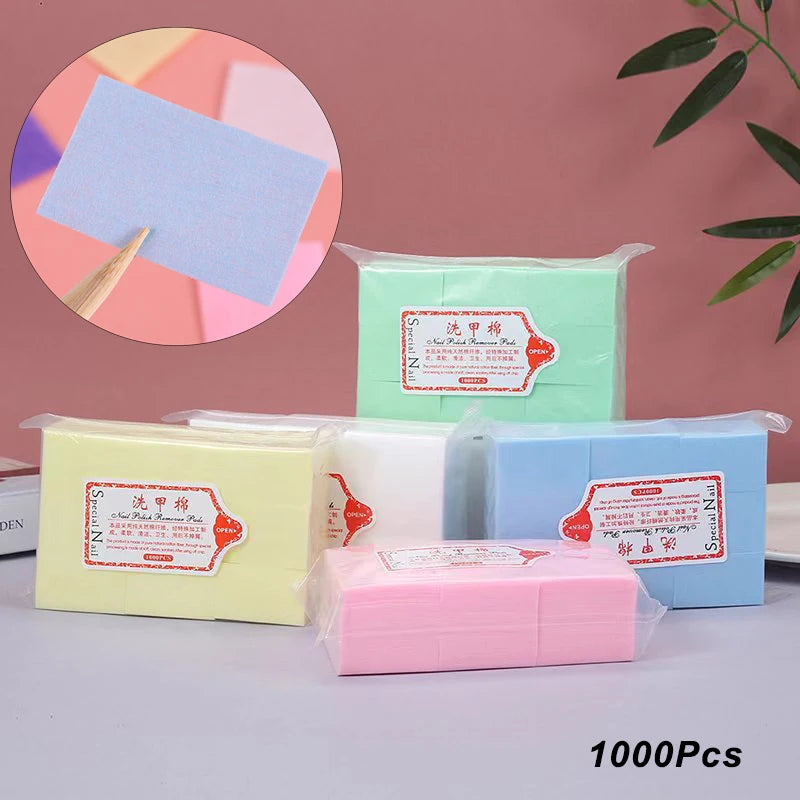 1000-Pack Lint-Free Nail Wipe Cotton Pads | Gel Polish Remover