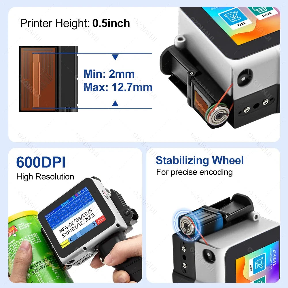 Portable Handheld Inkjet Printer 12.7mm – 28 Languages & QR Code Handheld Inkjet Printer PRIMED