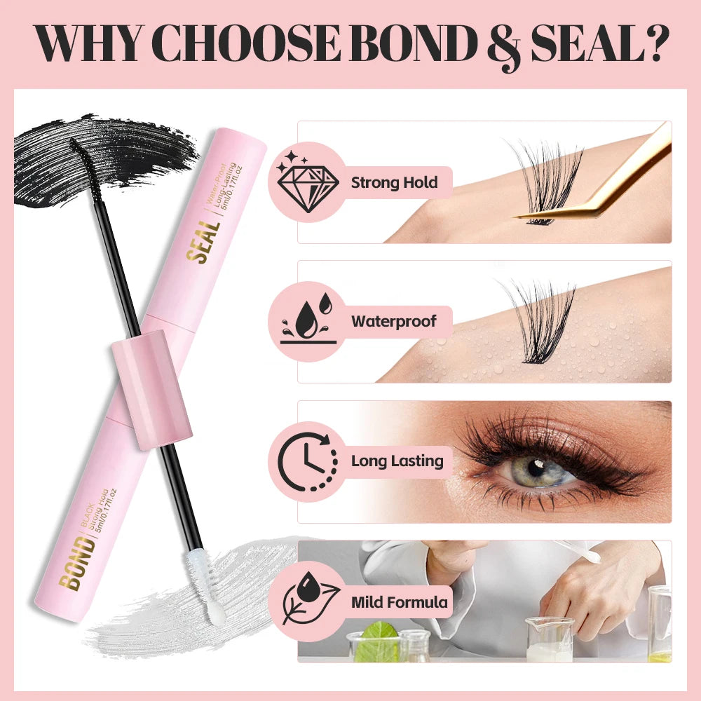 NICOO 2-in-1 Bond & Seal Eyelash Glue | Waterproof Lash Adhesive Eyelash Adhesive PRIMED