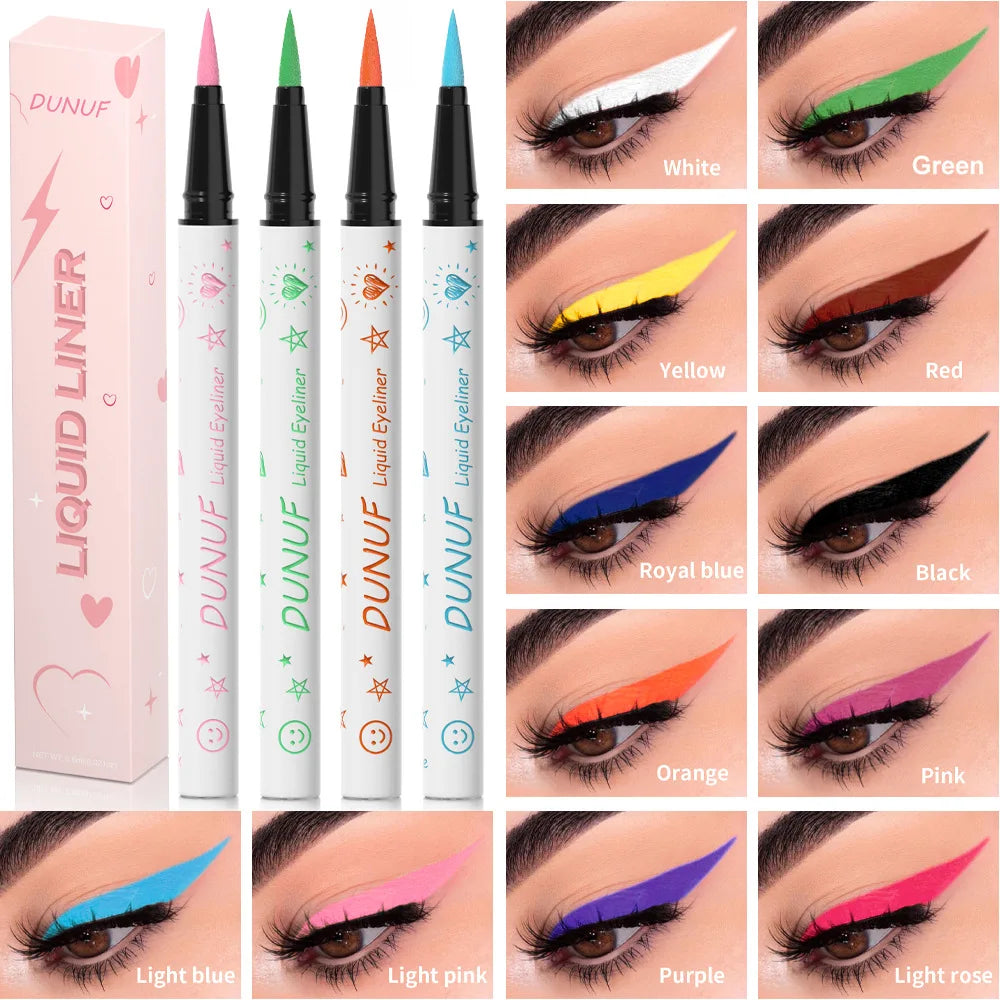 Blana 12-Color Matte Liquid Eyeliner Pen – Waterproof, 24Hr Liquid Eyeliner Pen PRIMED