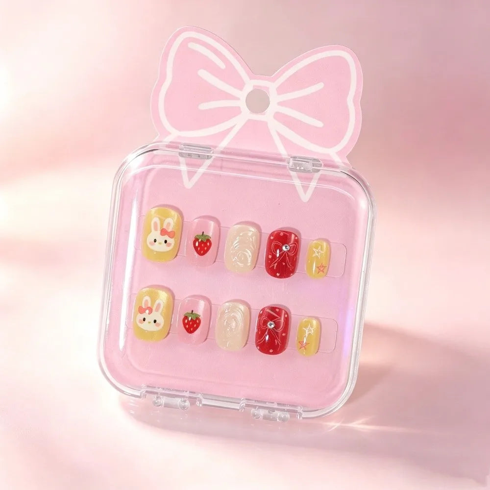Kids Cat's Eye Press On Nails – Cute Detachable 10pc Set