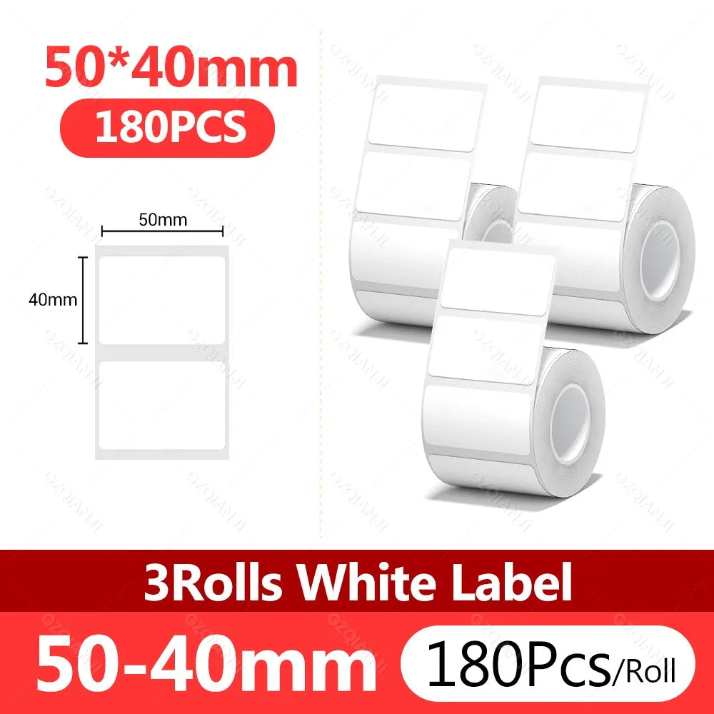 NIIMBOT Thermal White Label Rolls 3-Pack | B1 B21 B3S B31 Thermal Label Rolls PRIMED 3Rolls 50x40mm