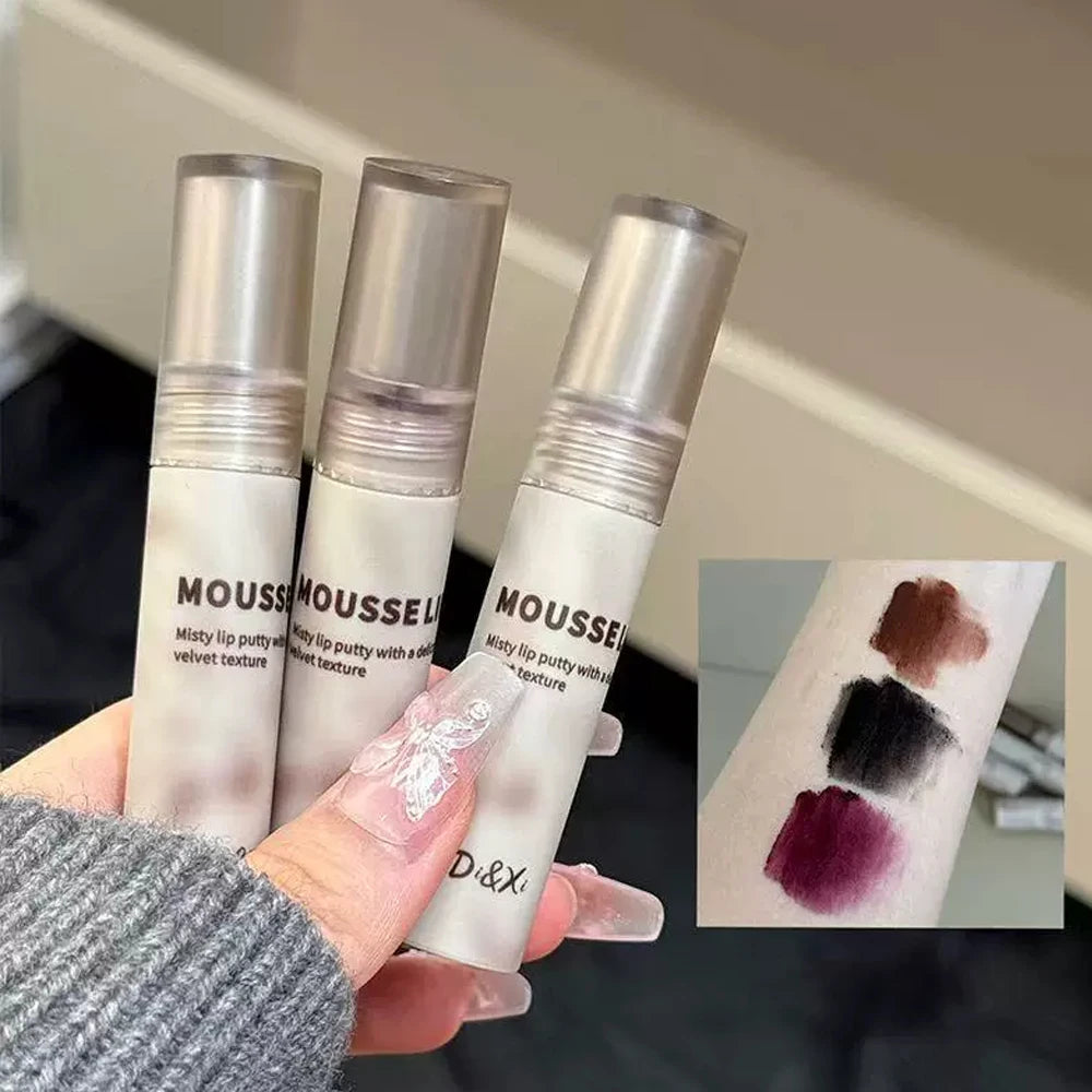 Velvet Mousse Matte Lipstick – Gothic Dark Purple & Black
