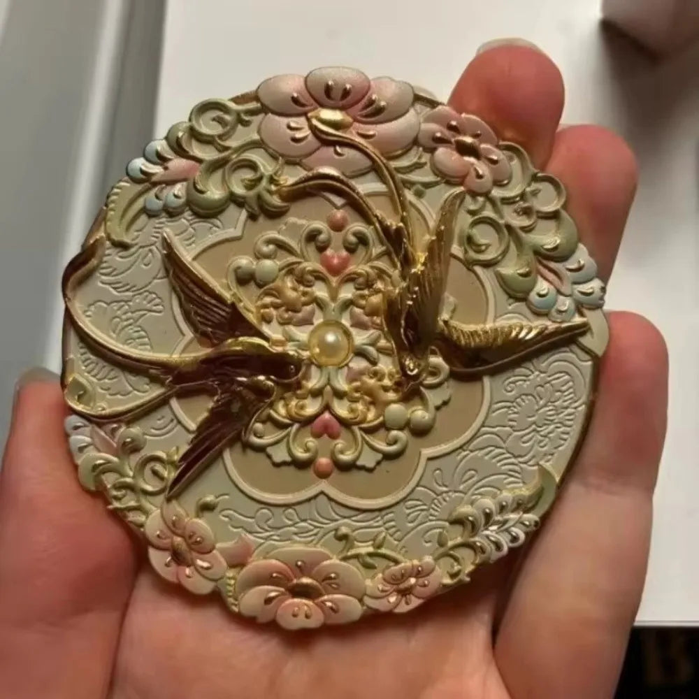 Vintage Chinese Peony Pocket Mirror – Portable Makeup Mirror
