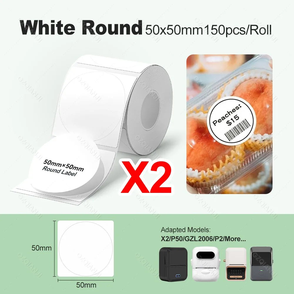 P2 Mini Bluetooth Thermal Label Printer – Inkless Sticker Maker Thermal Label Printer PRIMED Only 2WH Round