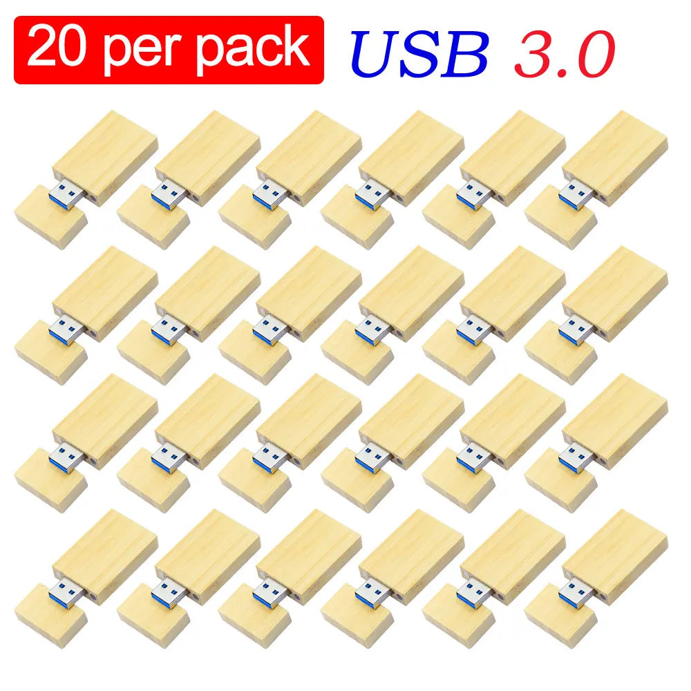 20-Pack Wooden USB 3.0 Flash Drives Custom Logo 16–128GB Gift USB Flash Drive PRIMED 8 GB Bamboo