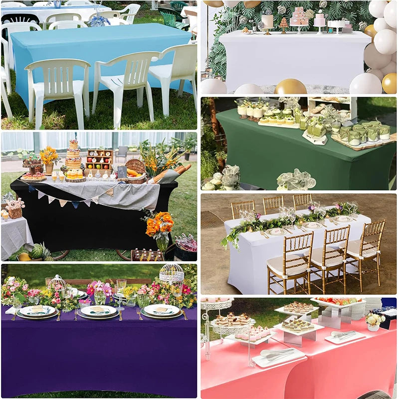 Stretch Spandex Table Cover 4 6 8 FT | Washable Wrinkle Resistant Stretch Table Cover PRIMED
