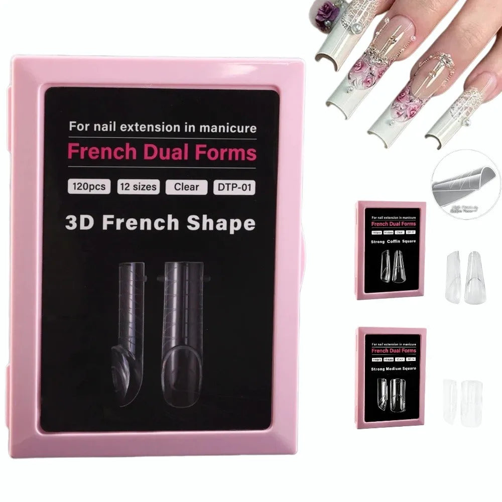 140Pcs French Nail Dual Forms | 14 Sizes Ultra-Thin C-Curve