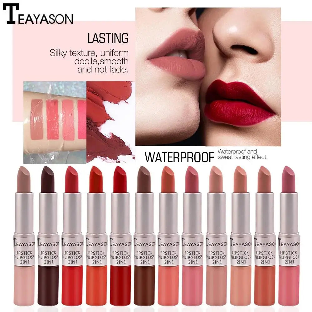 TEAYASON 2-in-1 Matte Liquid Lipstick & Lip Gloss – 12 Colors