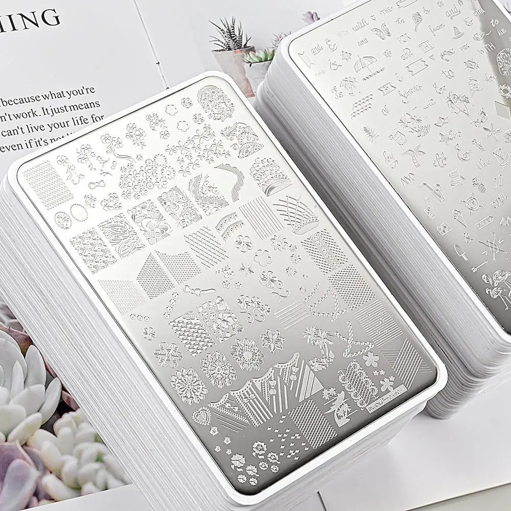 MAFANAILS Big Nail Stamping Plate – Geometry, Animals & Floral Nail Stamping Plate PRIMED