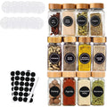 12-Piece 4oz Glass Spice Jars with Labels – Square Set Glass Spice Jar Set PRIMED 12 Pcs
