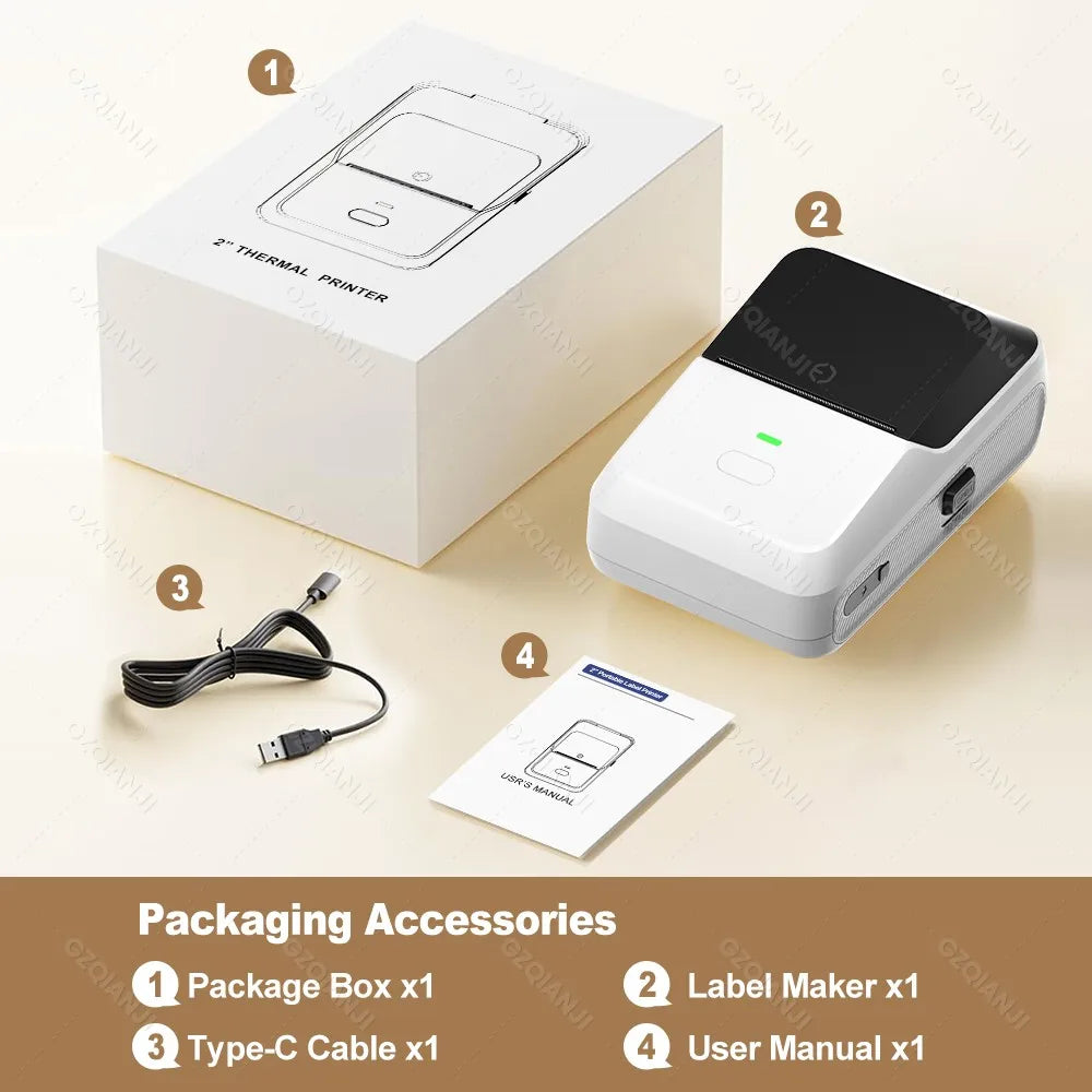 P2 Mini Bluetooth Thermal Label Printer – Inkless Sticker Maker Thermal Label Printer PRIMED P2WH Standard