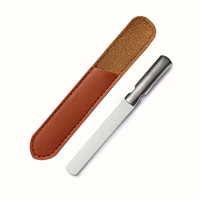 Ouriner Double-Sided Stainless Steel Nail File with Pouch