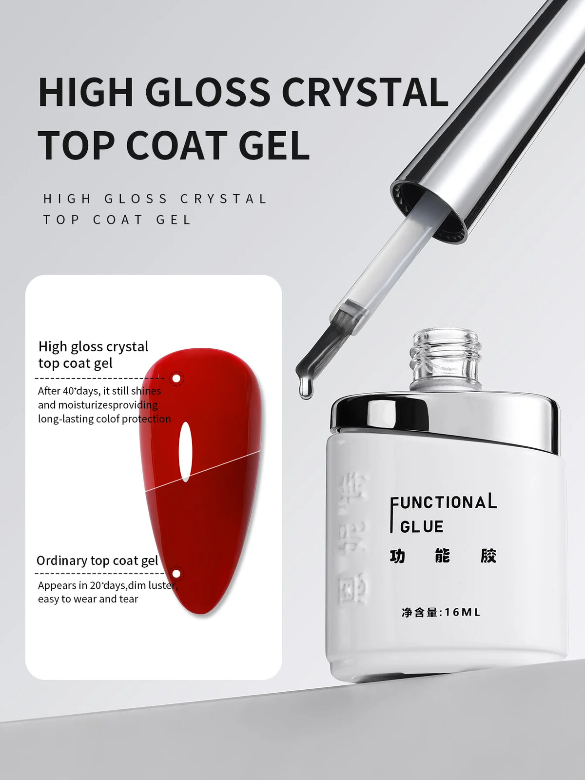 PRIMED 16ml Glossy UV Gel Top Coat – Soak-Off Long-Lasting