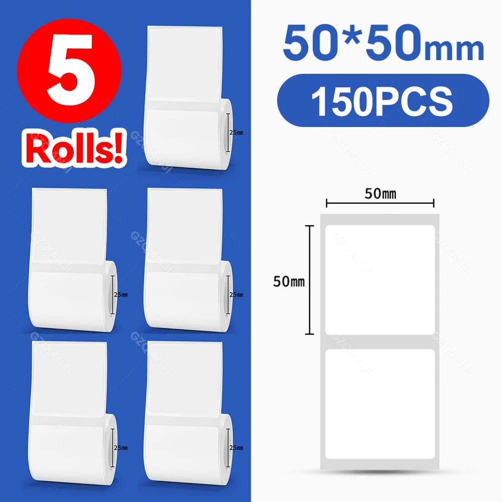 Niimbot Thermal Label Paper 5 Rolls 30–50mm | B1 B21 B203 B3S Thermal Label Rolls PRIMED 5Rolls WH50-50mm