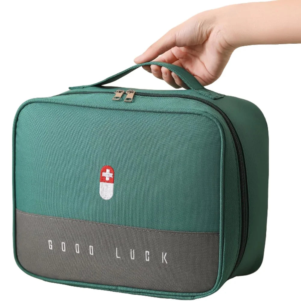 Red Portable First Aid Bag – Multi-Compartment Medical Organizer