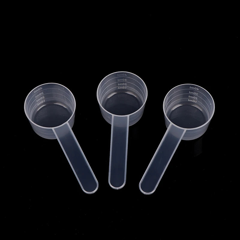 10-Pack 40ml Graduated Measuring Spoons – Flat Bottom Clear PP