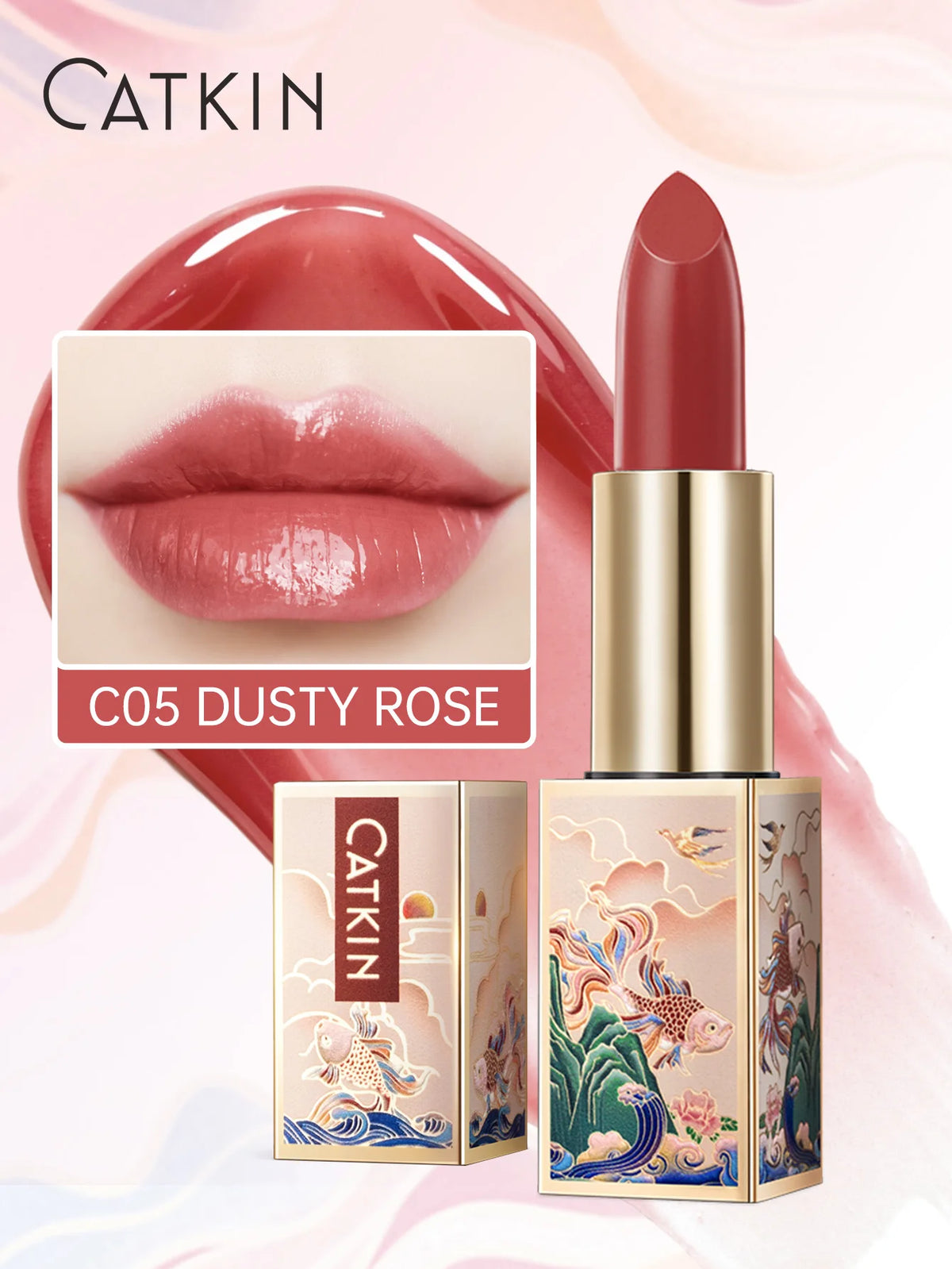 CATKIN Colored Lip Balm – Moisturizing & pH-Activated Glow Colored Lip Balm PRIMED C05 Dusty Rose