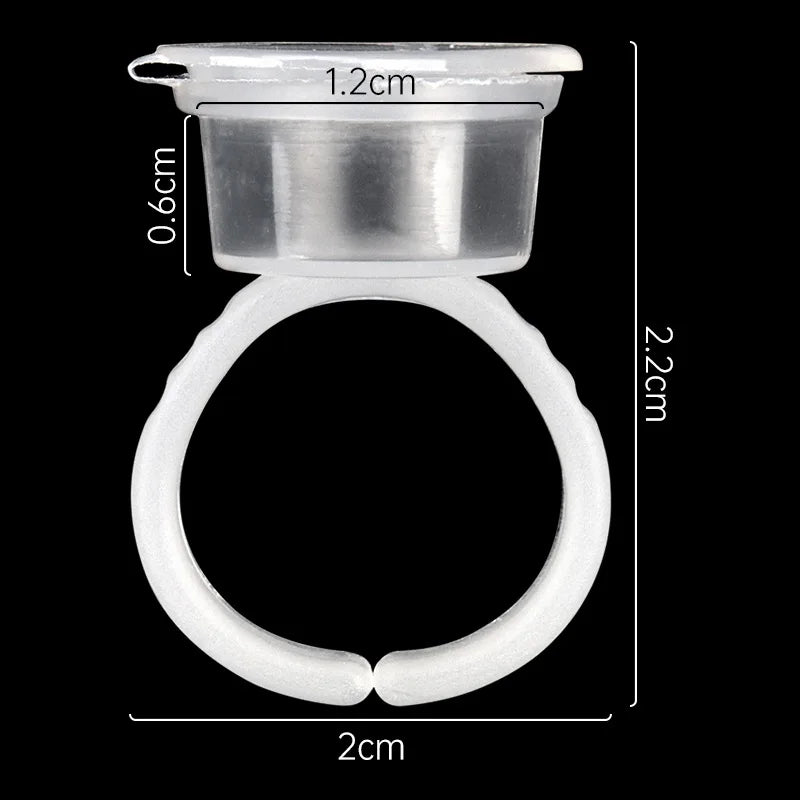 50pcs Disposable Eyelash Glue Rings | Lash Extension Fan Cups Lash Extension Supplies PRIMED 50pcs transparent