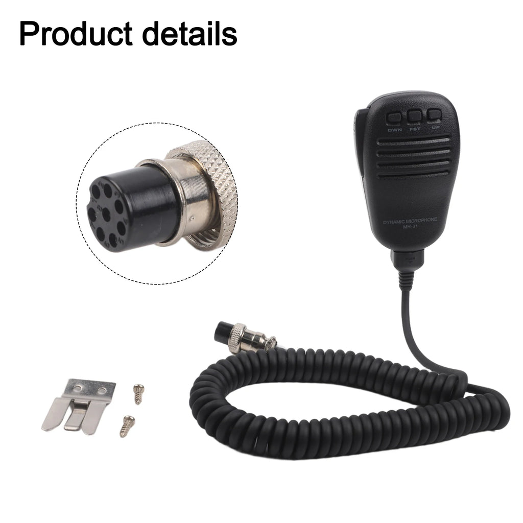 MH-31B8 Hand Mic Spiral Cable Large PTT for Yaesu HF Radio Radio Hand Microphone PRIMED