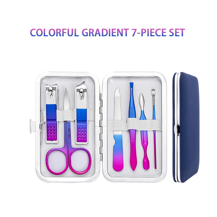 Stainless Steel Manicure Set – 7–15 Piece Nail & Brow Kit Manicure Nail Set PRIMED 7 pcs
