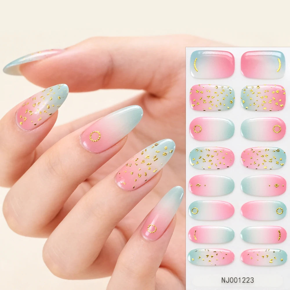 Semi-Cured UV Gel Nail Stickers – French Full Cover Waterproof