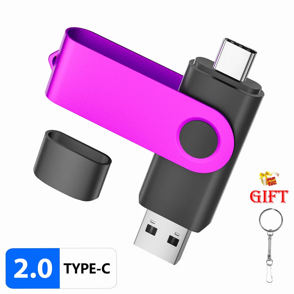 USB & Type-C 2-in-1 Flash Drive 4GB–128GB | Keychain Pendrive
