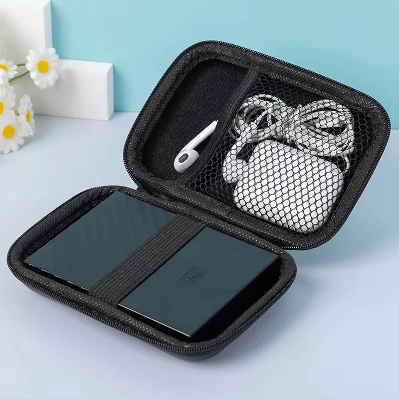 Portable EVA Hard Disk & Cable Organizer Zipper Pouch – Black Electronics Storage Case PRIMED