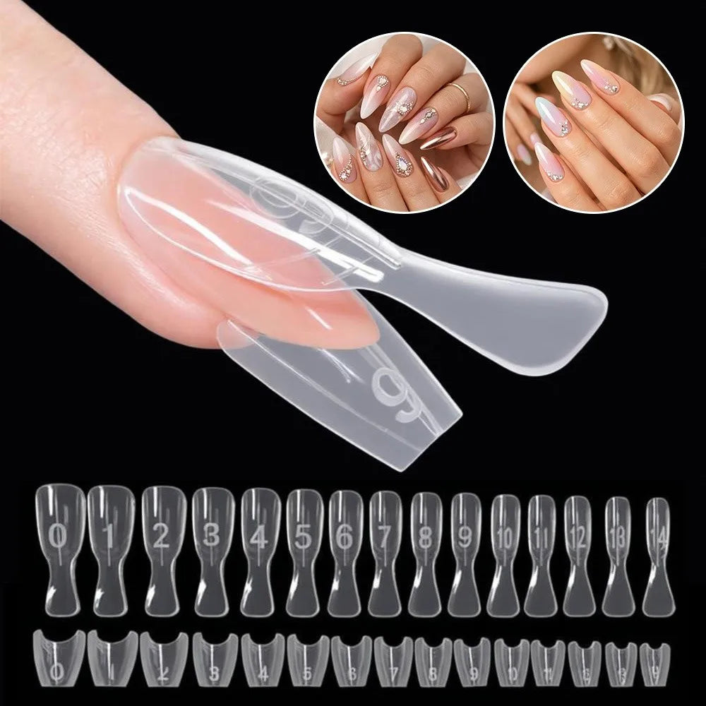 240pcs Oval Dual Nail Forms – Gel & Acrylic Clear Extensions Nail Extension Forms PRIMED