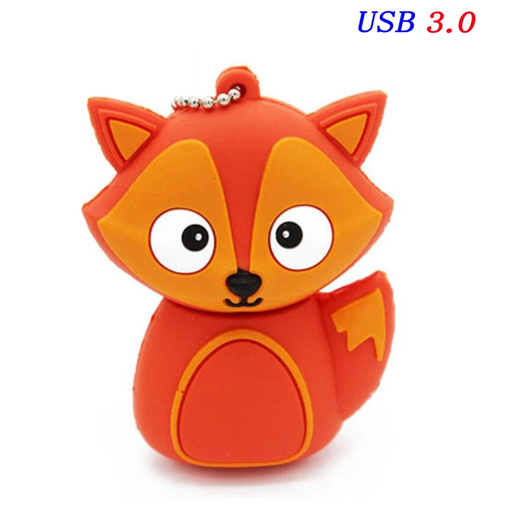 JASTER Cute Cartoon USB Flash Drive 8GB–64GB | Cat & Fox USB Flash Drive PRIMED WHITE 64 GB