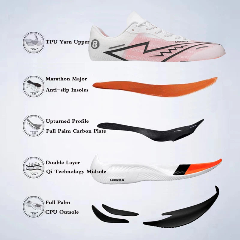 LETCOMFIT Carbon Plate Marathon Running Shoes Men Women Carbon Plate Running Shoes PRIMED