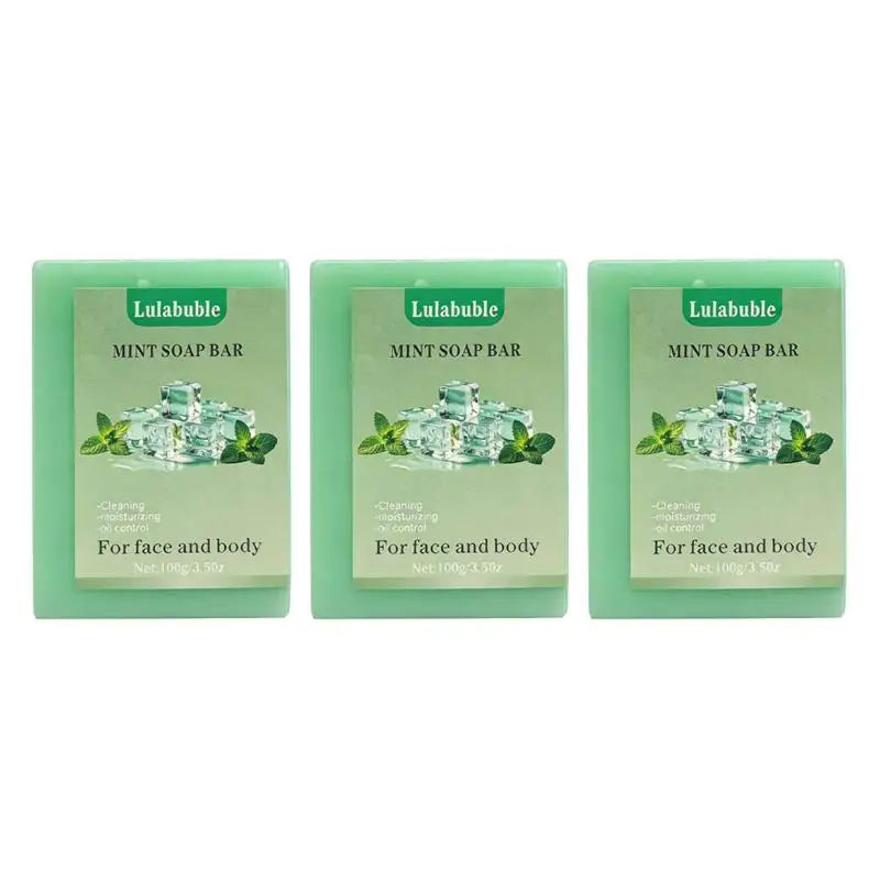 Mint Persimmon Rice Milk Soap Bar 100g – Face & Body Handmade Soap Bar PRIMED Mint Soap 3pcs