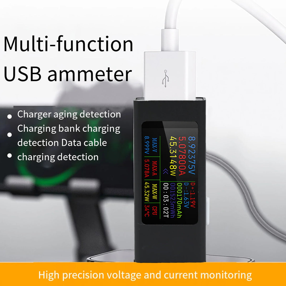 USB-A Tester KWS-MX23 | IPS Display | Voltage Current Monitor