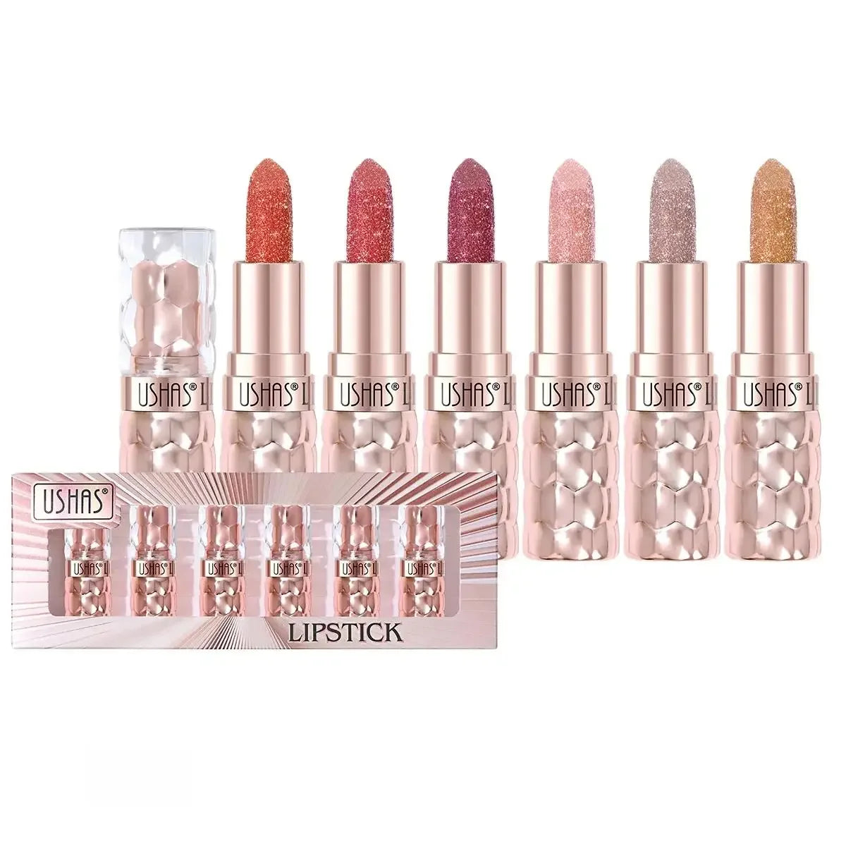 USHAS Metallic Shine Liquid Lipstick Set – 6pc Waterproof
