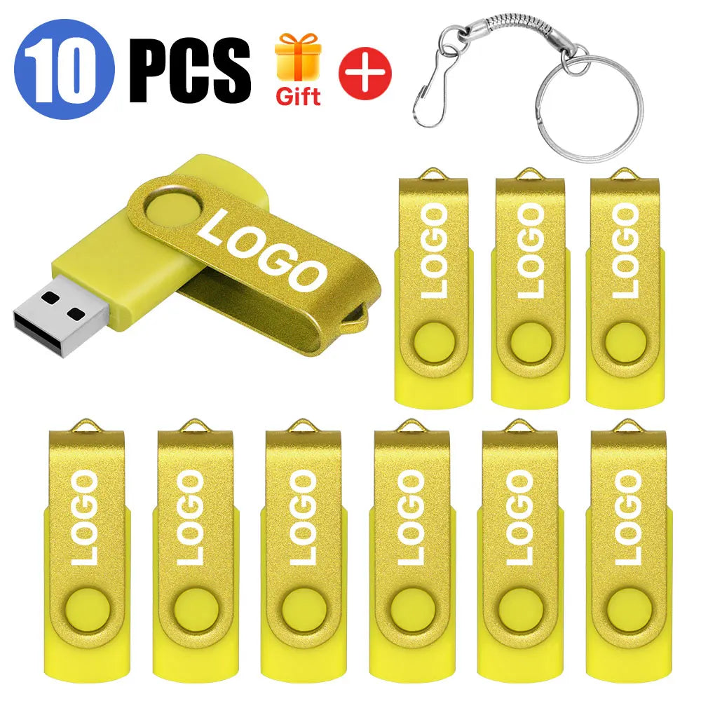 10-Pack Colored USB Flash Drives 1GB–64GB | Free Custom Logo USB Flash Drive PRIMED 256MX10PCS Yellow-10pcs
