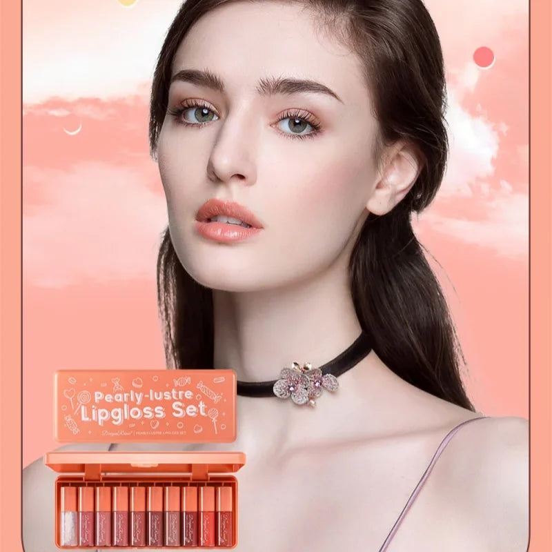 Dragon Ranee 10-Pc Pearlescent Liquid Lipstick & Lip Gloss Set Lip Gloss Set PRIMED