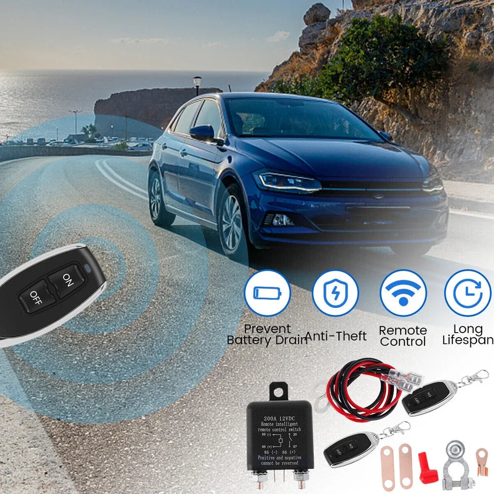 12V/24V 200A Wireless Remote Car Battery Disconnect Switch Battery Disconnect Relay PRIMED
