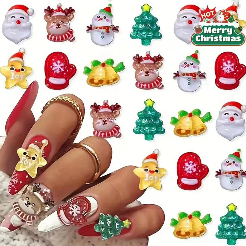 Christmas Nail Art Charms 30/50pcs – Xmas Manicure Decor Nail Art Charms PRIMED