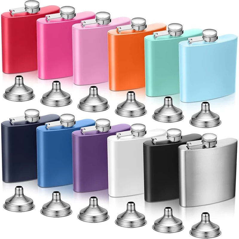LMETJMA 6oz Stainless Steel Hip Flask with Funnel – Leak Proof Hip Flask PRIMED