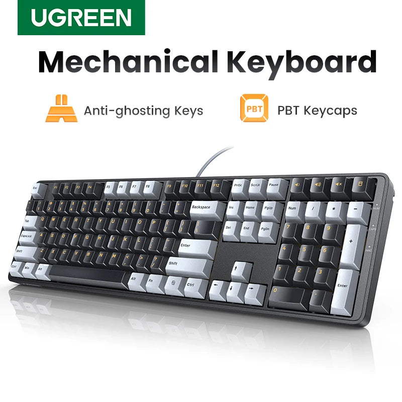 UGREEN 108-Key Mechanical Keyboard PBT Keycaps Red Switch Mechanical Keyboard PRIMED