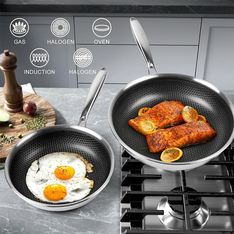 LMETJMA Nonstick Stainless Steel Frying Pan – PFOA Free Skillet Nonstick Frying Pan PRIMED